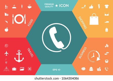 Telephone handset surrounded by a telephone cord - icon