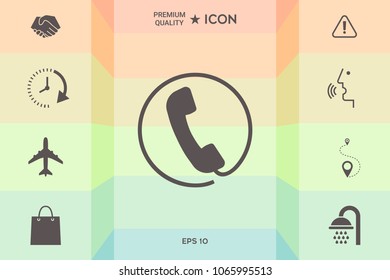Telephone handset surrounded by a telephone cord - icon