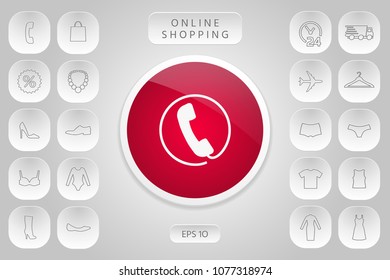Telephone handset surrounded by a telephone cord - icon