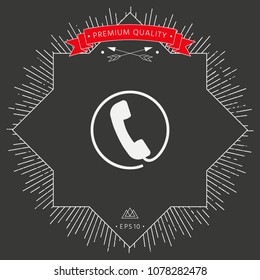 Telephone handset surrounded by a telephone cord - icon