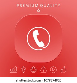 Telephone handset surrounded by a telephone cord - icon