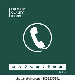 Telephone handset surrounded by a telephone cord - icon