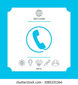 Telephone handset surrounded by a telephone cord - icon