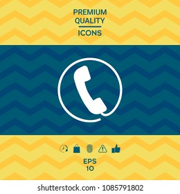 Telephone handset surrounded by a telephone cord - icon