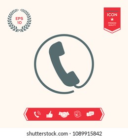 Telephone handset surrounded by a telephone cord - icon
