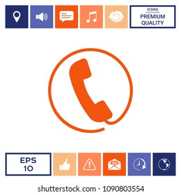 Telephone handset surrounded by a telephone cord - icon