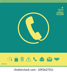 Telephone handset surrounded by a telephone cord - icon