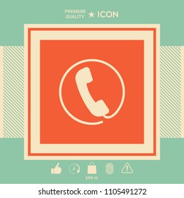 Telephone handset surrounded by a telephone cord - icon