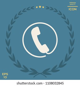 Telephone handset surrounded by a telephone cord - icon