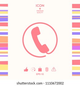Telephone handset surrounded by a telephone cord - icon