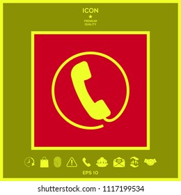 Telephone handset surrounded by a telephone cord - icon