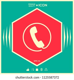 Telephone handset surrounded by a telephone cord - icon