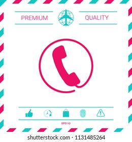 Telephone handset surrounded by a telephone cord - icon