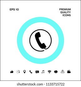 Telephone handset surrounded by a telephone cord - icon