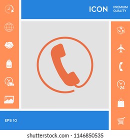Telephone handset surrounded by a telephone cord - icon