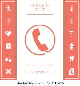 Telephone handset surrounded by a telephone cord - icon