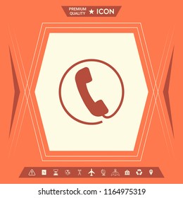 Telephone handset surrounded by a telephone cord - icon