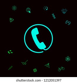 Telephone handset surrounded by a telephone cord - icon