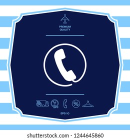 Telephone handset surrounded by a telephone cord - icon. Graphic elements for your design