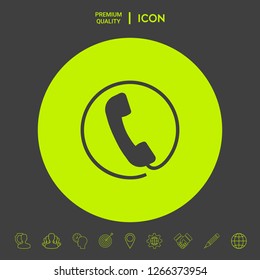Telephone handset surrounded by a telephone cord - icon. Graphic elements for your design