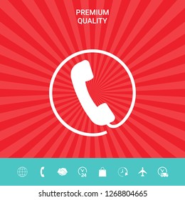 Telephone handset surrounded by a telephone cord - icon. Graphic elements for your design