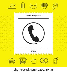 Telephone handset surrounded by a telephone cord - icon. Graphic elements for your design