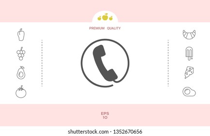 Telephone handset surrounded by a telephone cord - icon. Graphic elements for your design