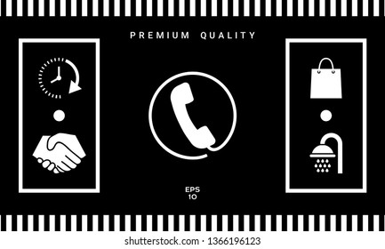 Telephone handset surrounded by a telephone cord - icon. Graphic elements for your design