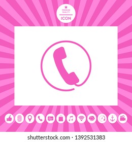 Telephone handset surrounded by a telephone cord - icon. Graphic elements for your design