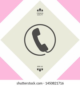 Telephone handset surrounded by a telephone cord - icon. Graphic elements for your design
