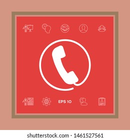 Telephone handset surrounded by a telephone cord - icon. Graphic elements for your design