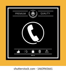 Telephone handset surrounded by a telephone cord - icon. Graphic elements for your design