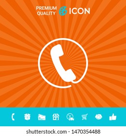 Telephone handset surrounded by a telephone cord - icon. Graphic elements for your design