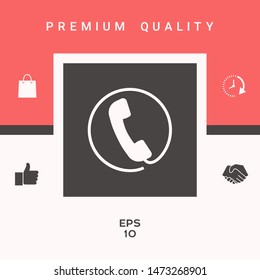 Telephone handset surrounded by a telephone cord - icon. Graphic elements for your design