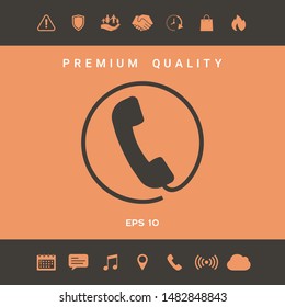 Telephone handset surrounded by a telephone cord - icon. Graphic elements for your design