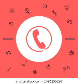 Telephone handset surrounded by a telephone cord - icon. Graphic elements for your design