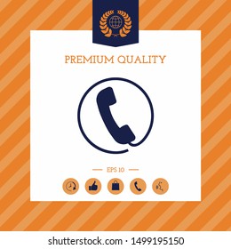 Telephone handset surrounded by a telephone cord - icon. Graphic elements for your design