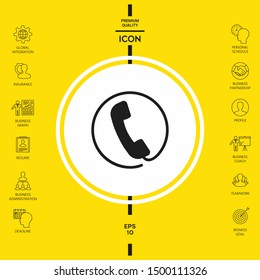 Telephone handset surrounded by a telephone cord - icon. Graphic elements for your design