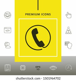 Telephone handset surrounded by a telephone cord - icon. Graphic elements for your design