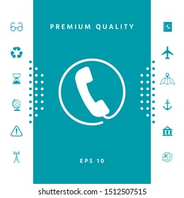 Telephone handset surrounded by a telephone cord - icon. Graphic elements for your design