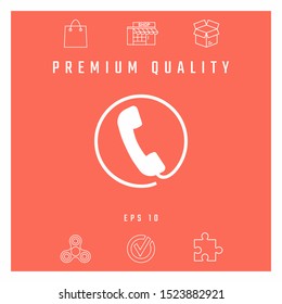 Telephone handset surrounded by a telephone cord - icon. Graphic elements for your design