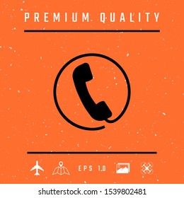Telephone handset surrounded by a telephone cord - icon. Graphic elements for your design