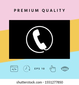 Telephone handset surrounded by a telephone cord - icon. Graphic elements for your design
