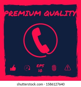 Telephone handset surrounded by a telephone cord - icon. Graphic elements for your design