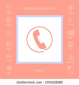 Telephone handset surrounded by a telephone cord - icon. Graphic elements for your design