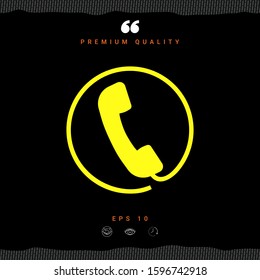 Telephone handset surrounded by a telephone cord - icon. Graphic elements for your design