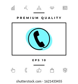 Telephone handset surrounded by a telephone cord - icon. Graphic elements for your design