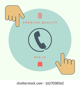 Telephone handset surrounded by a telephone cord - icon. Graphic elements for your design