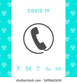Telephone handset surrounded by a telephone cord - icon. Graphic elements for your design