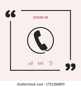Telephone handset surrounded by a telephone cord - icon. Graphic elements for your design